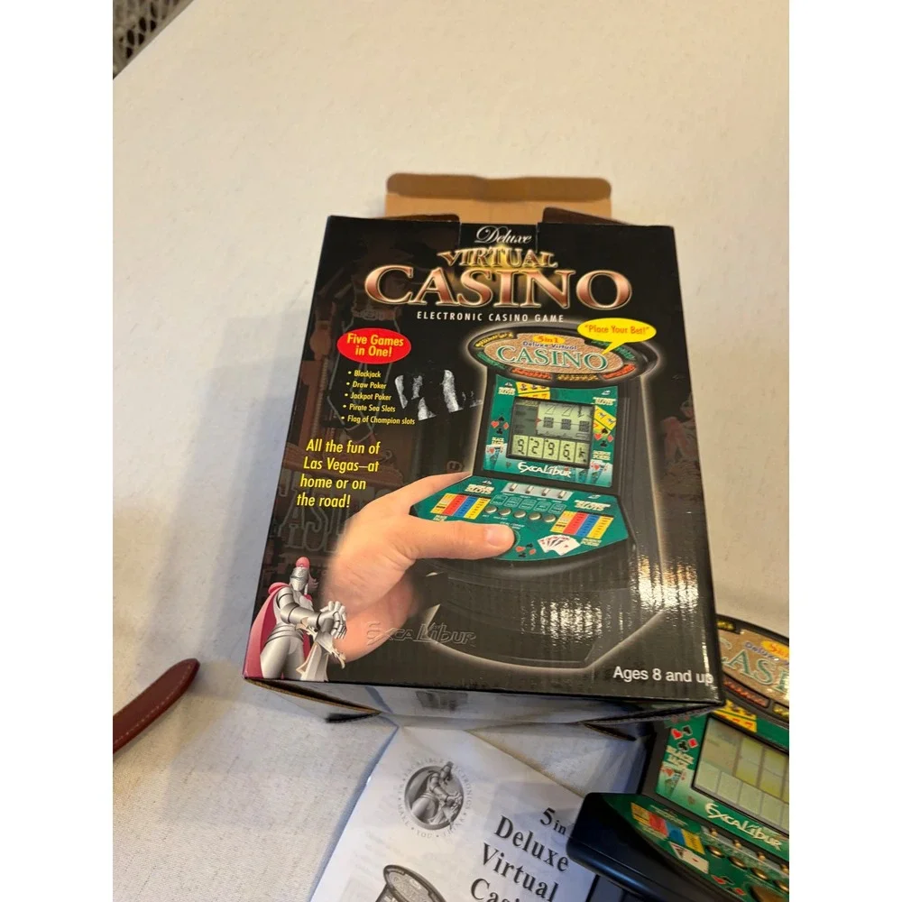 Excalibur Deluxe Virtual Casino Electronic Game VR02-V Green 5-in-1 Handheld